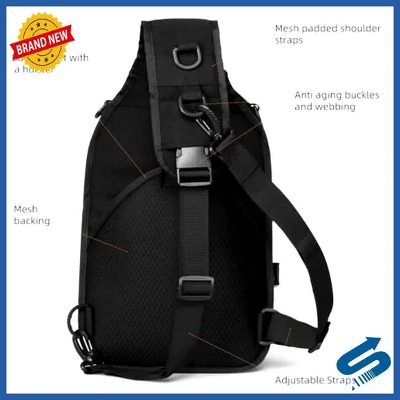 Tactical Crossbody Sling Bag 15L Molle Laptop Travel Hiking Backpack